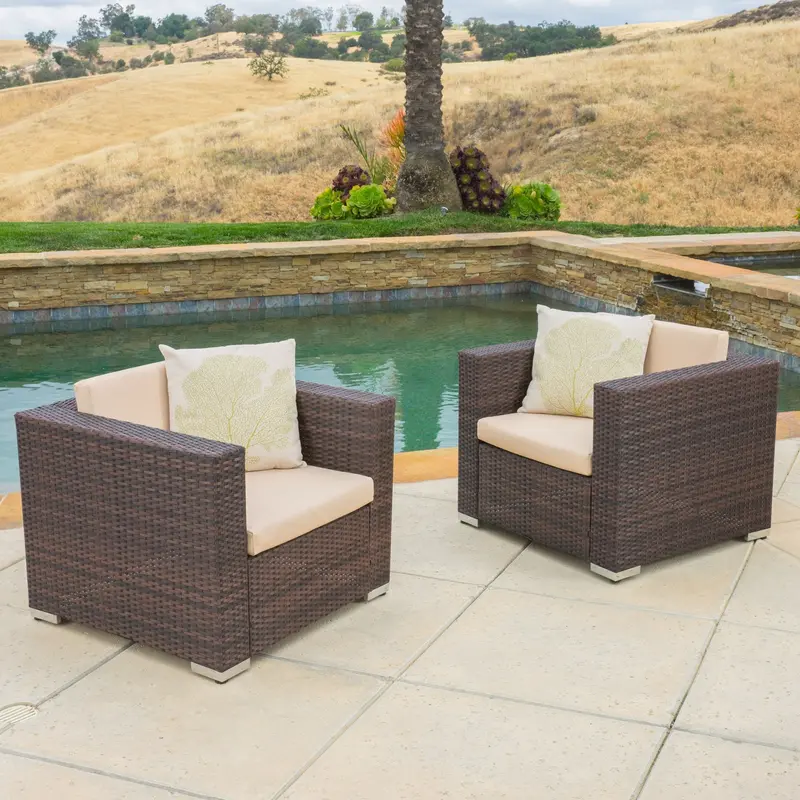 Brown Pe Wicker Outdoor Sofa-Style Club Chairs (2-Pack) – Nh568592 1