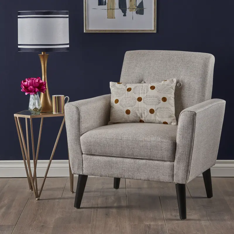 Button-Tufted Mid Century Fabric Club Chair – Nh442303 1