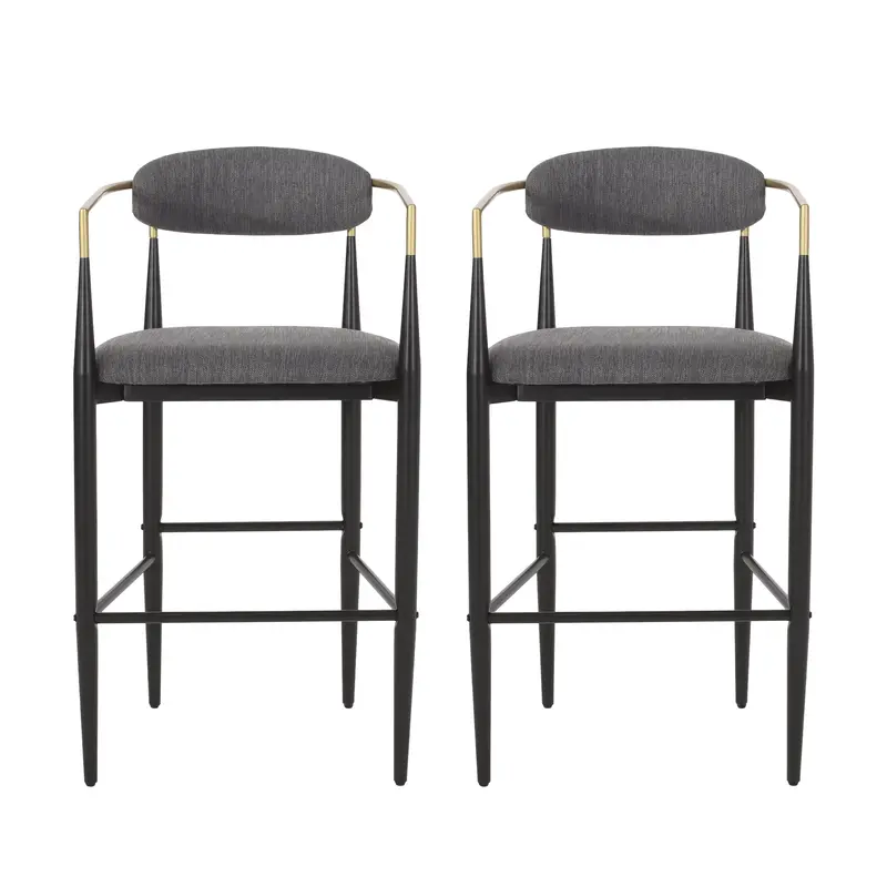 Camas Modern Barstools – Fabric-Upholstered Iron Frames, 30" Height (Set Of 2) 1