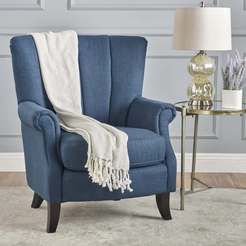 Channel-Stitched Contemporary Fabric Club Chair – Nh714103 1