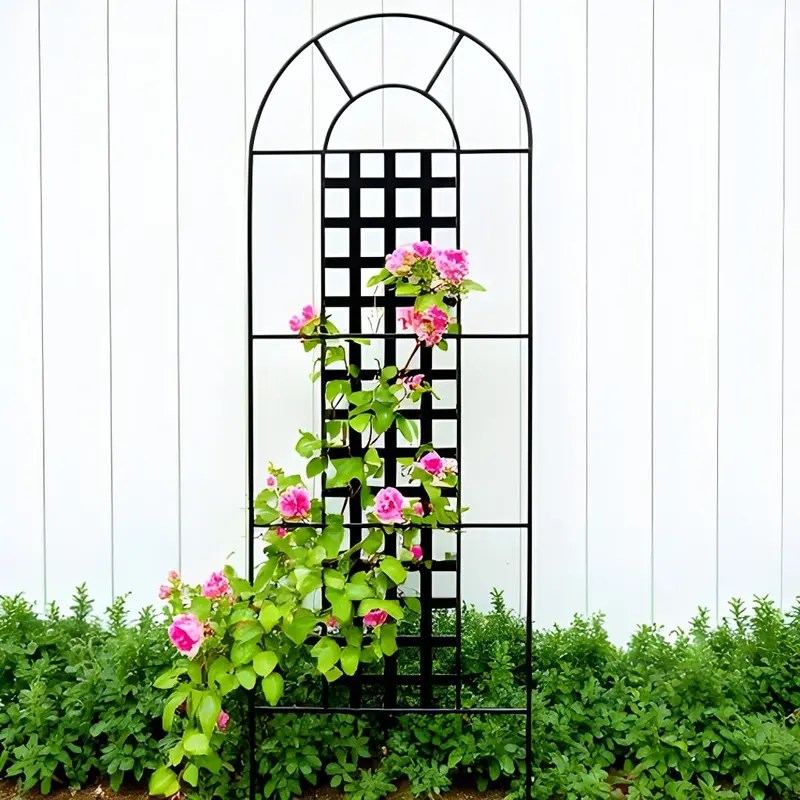 Chaucer Black Wrought Iron Plant Trellis – 72-Inch Architectural Indoor/Outdoor Support Panel With Sturdy Feet 1