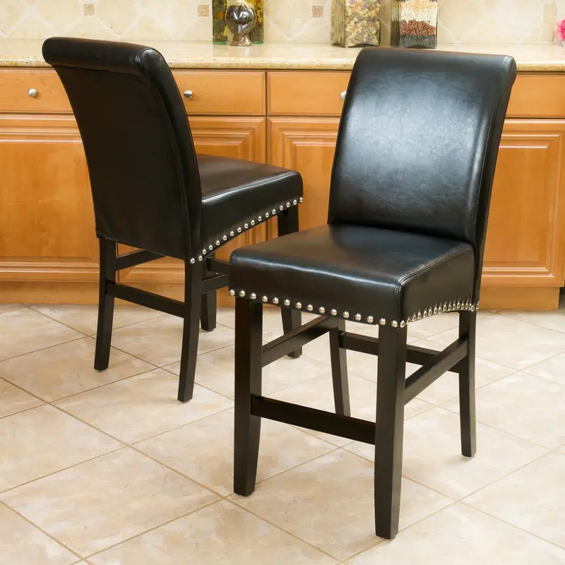 Classic Leather Bar And Counter Stools, Dual-Height Compatible (2-Piece Set) – Nh045832 1