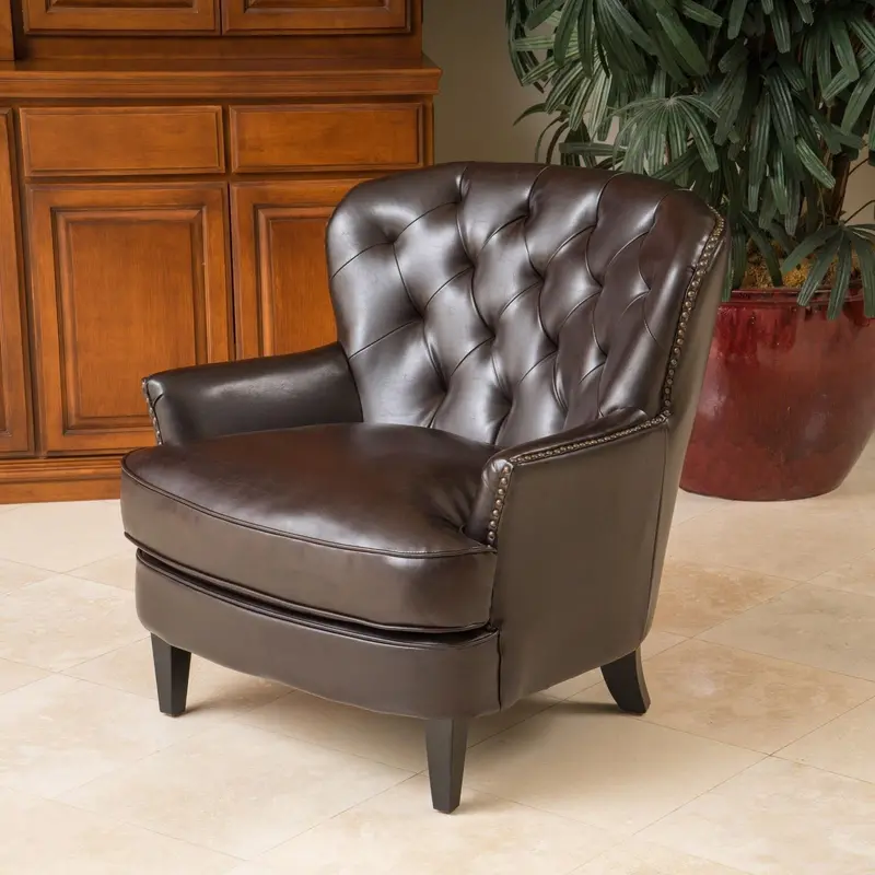 Classic Tufted Leather Club Chair - Nh956832 1