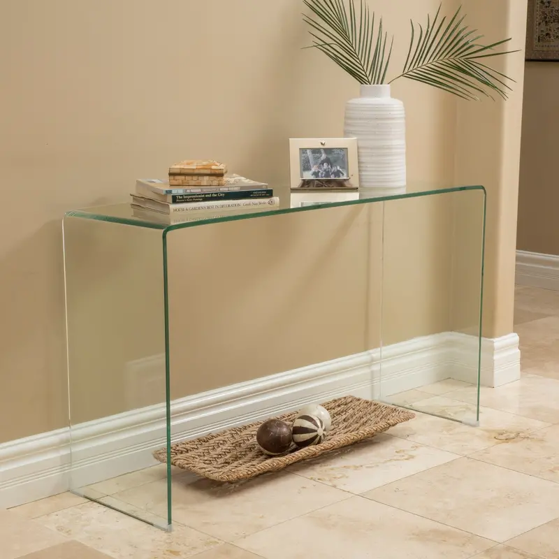 Clear Rectangular Tempered Glass Console Table – 12Mm Thickness, Modern Design (Nh696692) 1