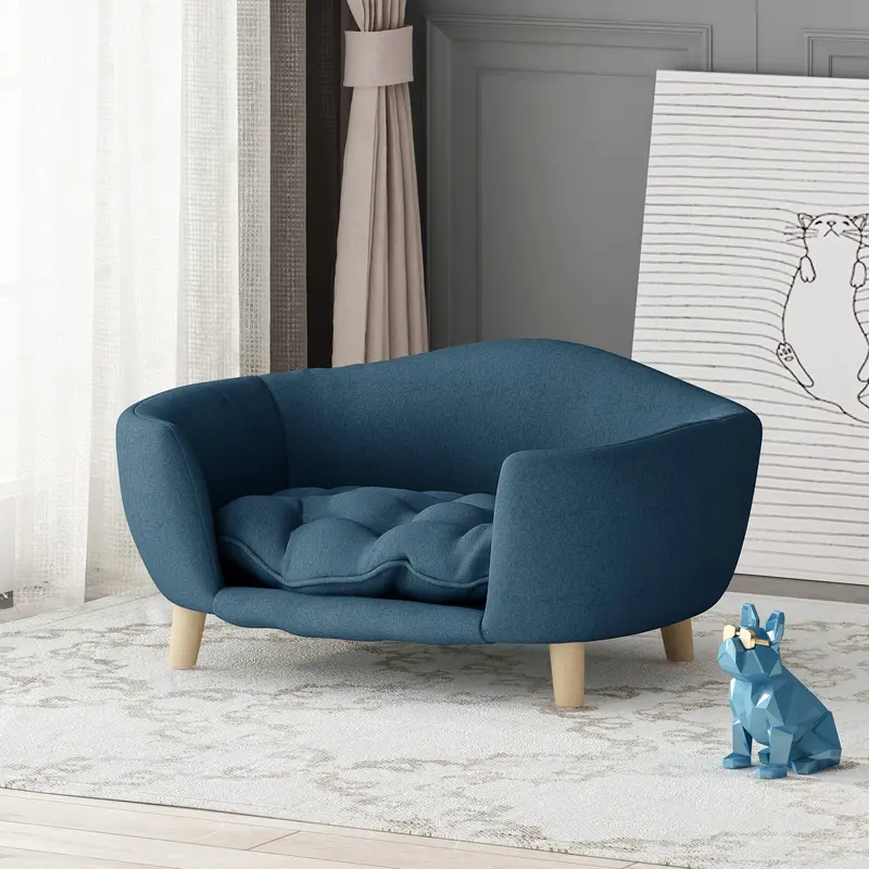 Compact Mid-Century Plush Pet Bed For Small Animals 1