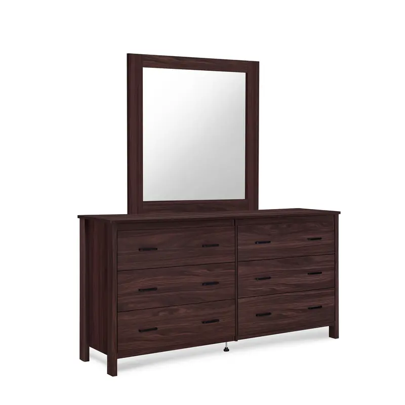 Contemporary 6-Drawer Vanity Dresser Featuring Square Mirror – Nh119413 1