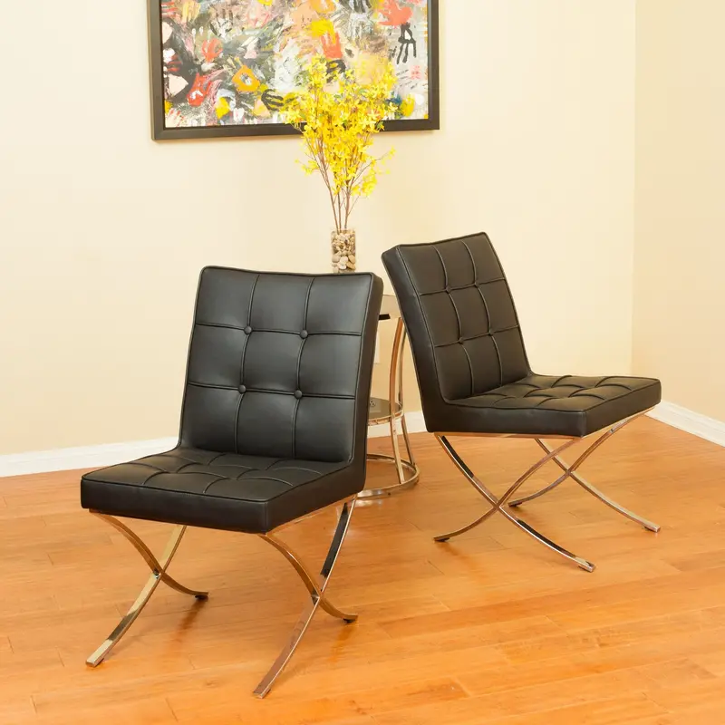 Contemporary Black Leather Dining Chairs (2-Pack) – Nh140632 1