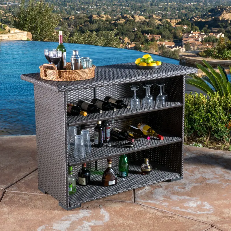 Contemporary Dark Brown Polyethylene Outdoor Bar Unit – Nh135692 1