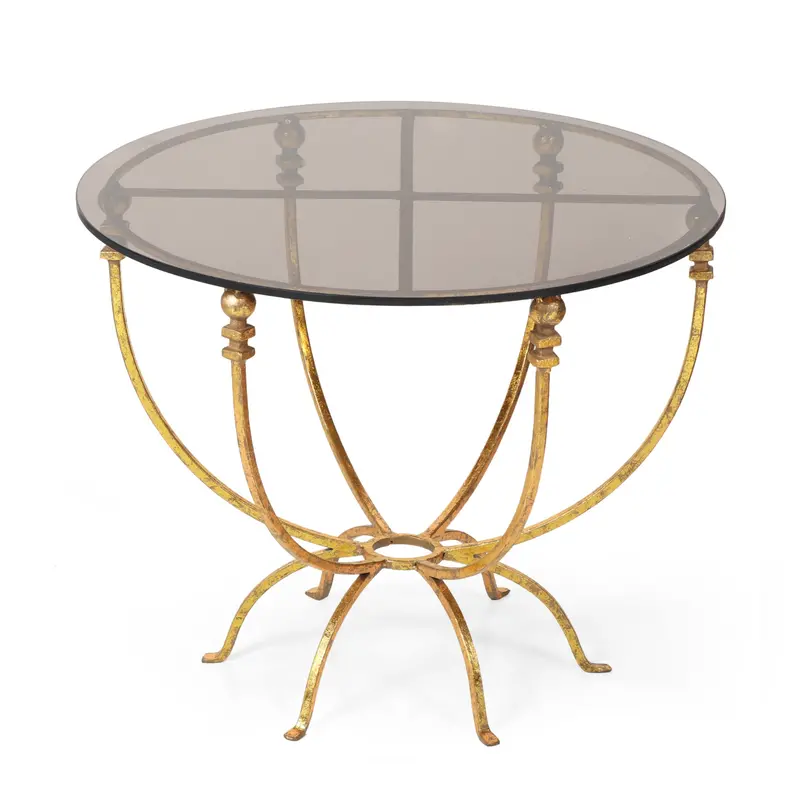 Contemporary Glam Glass-Top Coffee Table With Gold Accents And Black Base – Nh030513 1