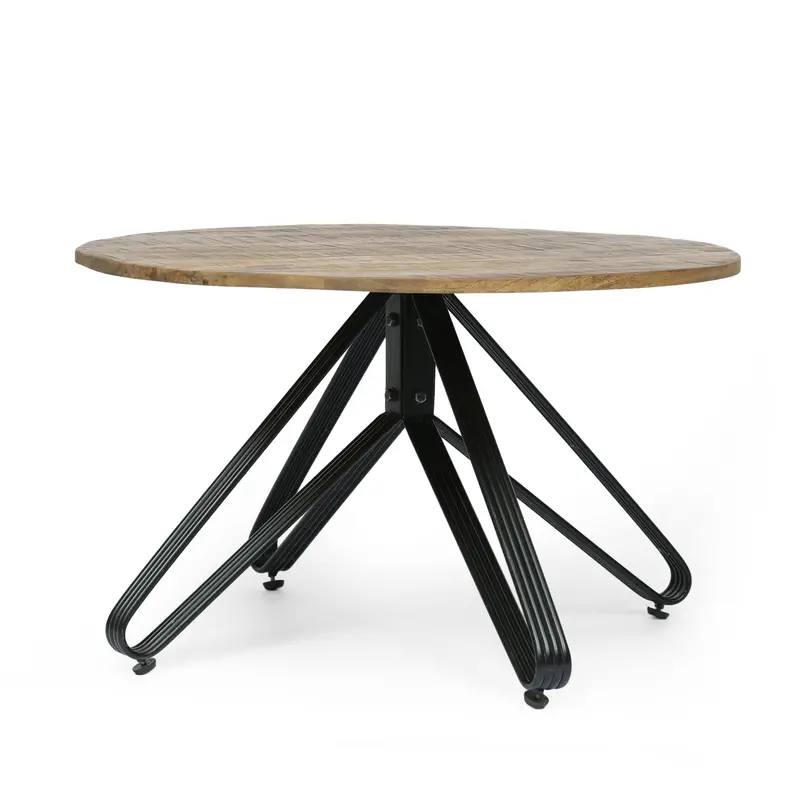 Contemporary Mango Wood Coffee Table – Industrial Handcrafted Build, Natural & Black, Nh537413 1