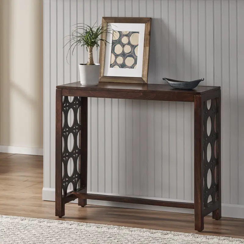 Contemporary Mango Wood Console Table – Warm Tone, Sustainable Solid Wood Build (Nh727113) 1