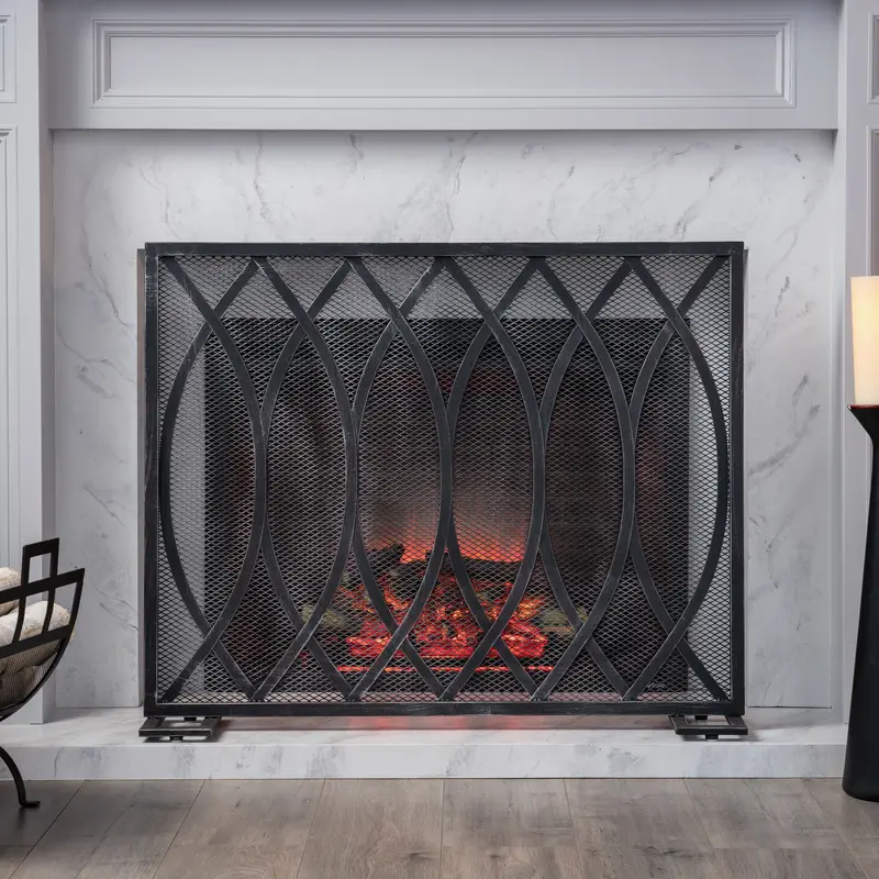 Contemporary Single-Panel Iron Firescreen – Subtle Texture, Nh052903 1