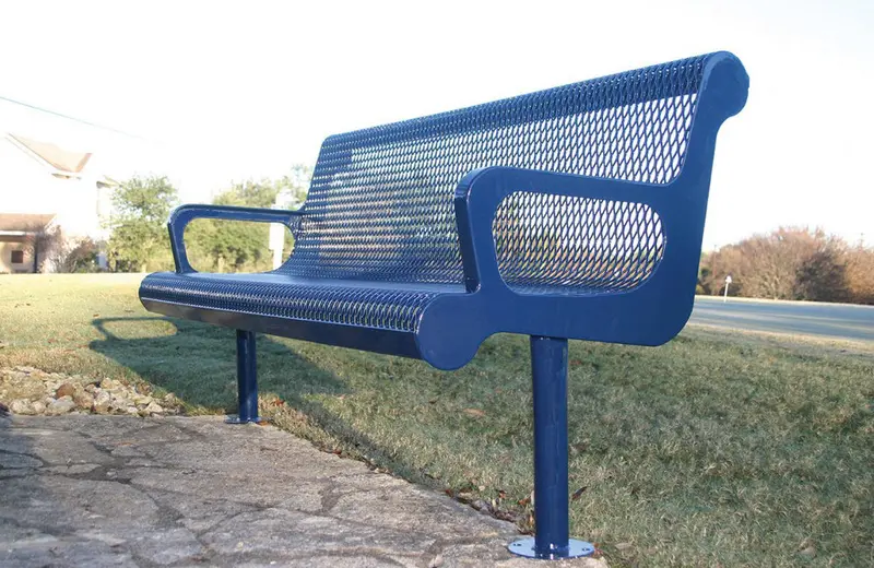 Contoured Diamond-Pattern Bench With Armrests – Playground Friendly 1