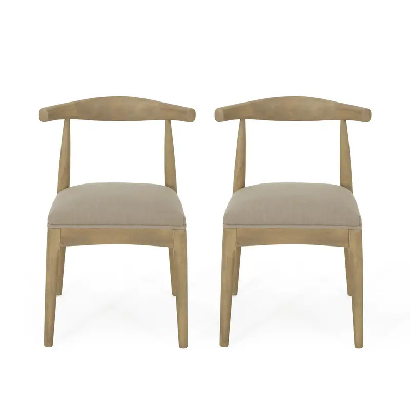 Covey Mid-Century Wood Dining Chairs – Tailored Fabric Upholstery, Set Of 2 1