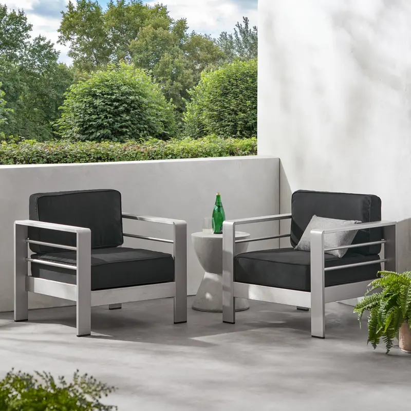 Crested Bay Aluminum Club Chairs – Outdoor Seating With Optional Sunbrella Cushion Upgrade 1