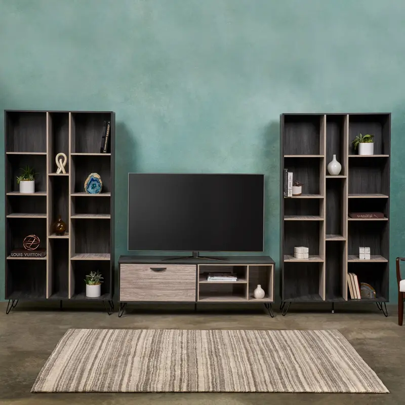 Curated Three-Piece Mid-Century Set: Tv Stand And Pair Of Bookcases - Nh478903 1