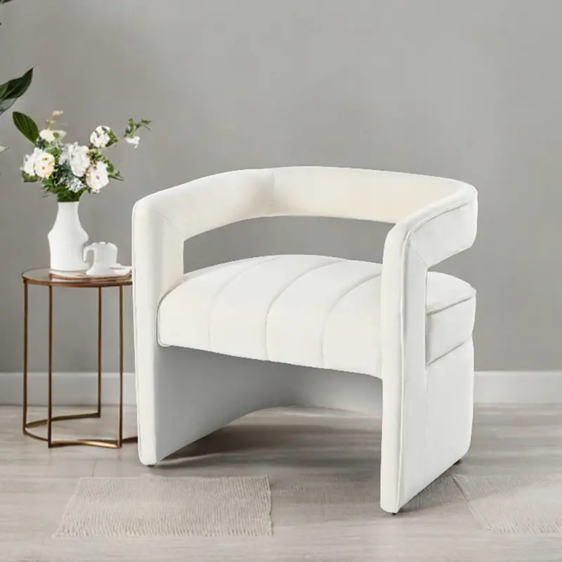 Curved Contemporary Armchair With Integrated Waist Support Pillow 1