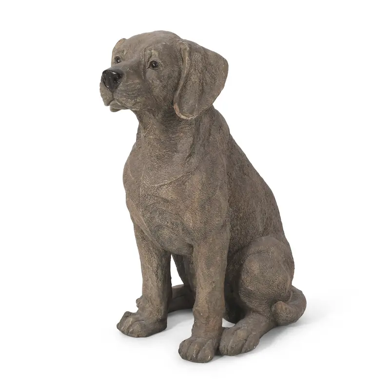 Dark Brown Outdoor Dog Garden Statue – Realistic Cast Resin Canine Sculpture (Nh163413) 1
