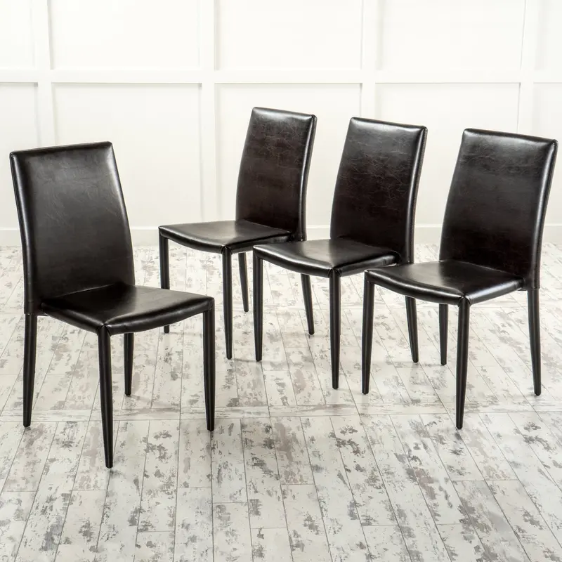 Dark Brown Stackable Dining Chairs – Set Of 4 (Nh242692) 1