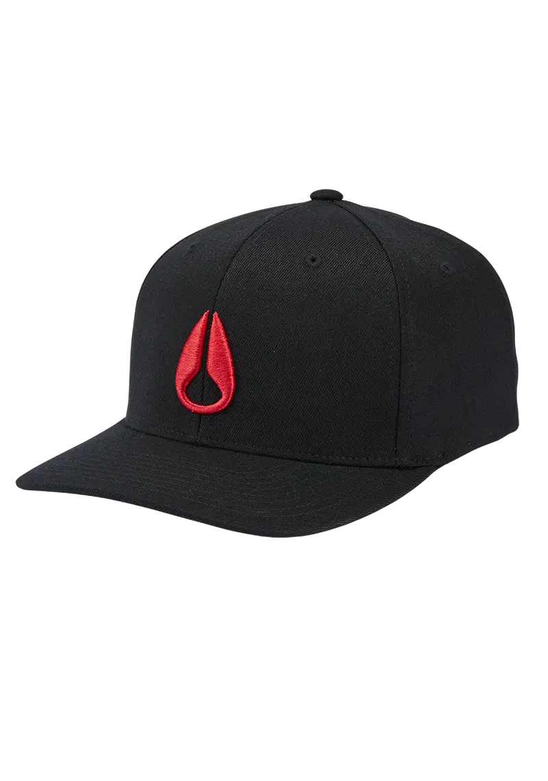 Deep Down Flexfit Athletic Cap – Black Base With Bold Red Trim 1
