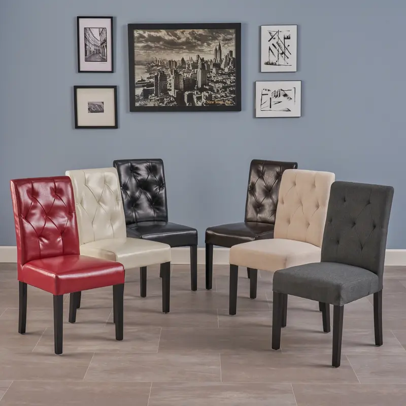 Diamond-Tufted Leather Dining Chairs – Sophisticated Stitching, 2-Set (Nh818312) 1