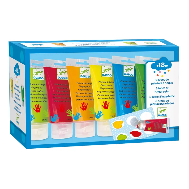Djeco 6-Tube Bright Finger Paint Set – Washable, Non-Toxic Art Supplies 1