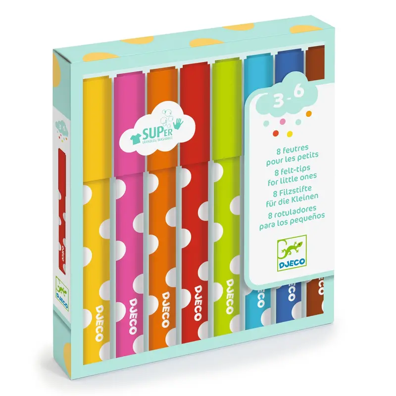 Djeco 8-Pack Washable Felt Tip Pens For Ages 3–6 1