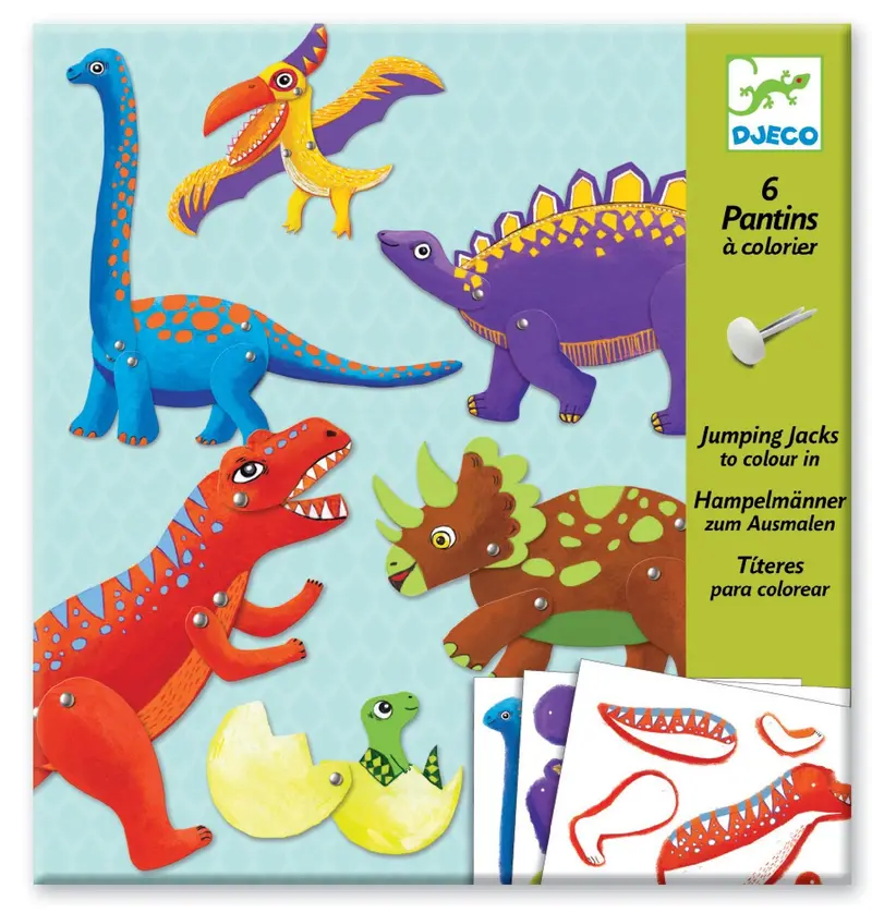 Djeco Dinosaur Jumping Jacks Colouring Activity Kit 1