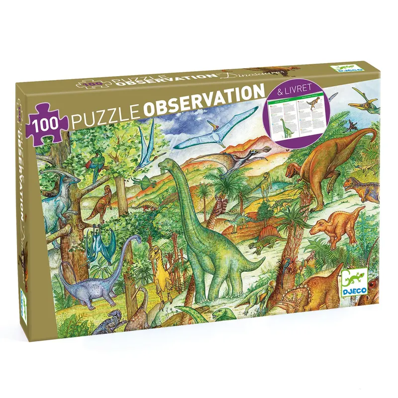 Djeco Dinosaur Observation Puzzle – 100-Piece Educational Jigsaw For Ages 6+ 1