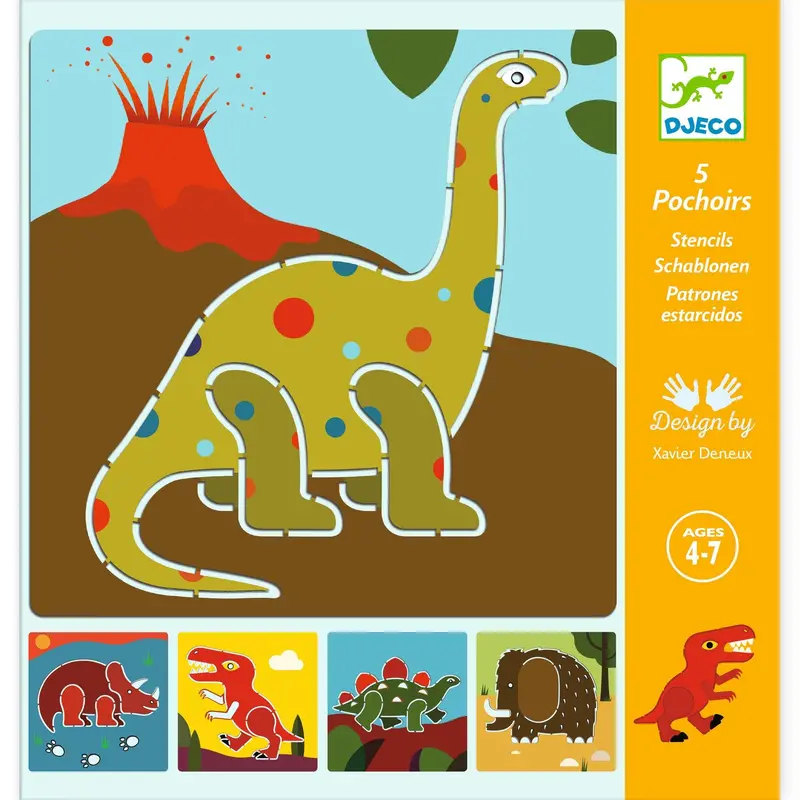 Djeco Dinosaur Stencil Set For Creative Drawing (Ages 4–7) 1
