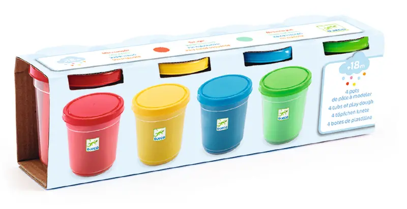 Djeco Four-Color Modeling Dough Set For Toddlers (18 Months+) 1