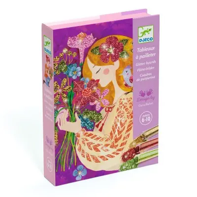 Djeco Glitter Art Boards: Floral Scented Design Kit (Ages 6–10) 1