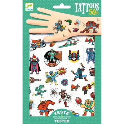 Djeco Heroes Vs. Villains Temporary Tattoo Set For Kids 1