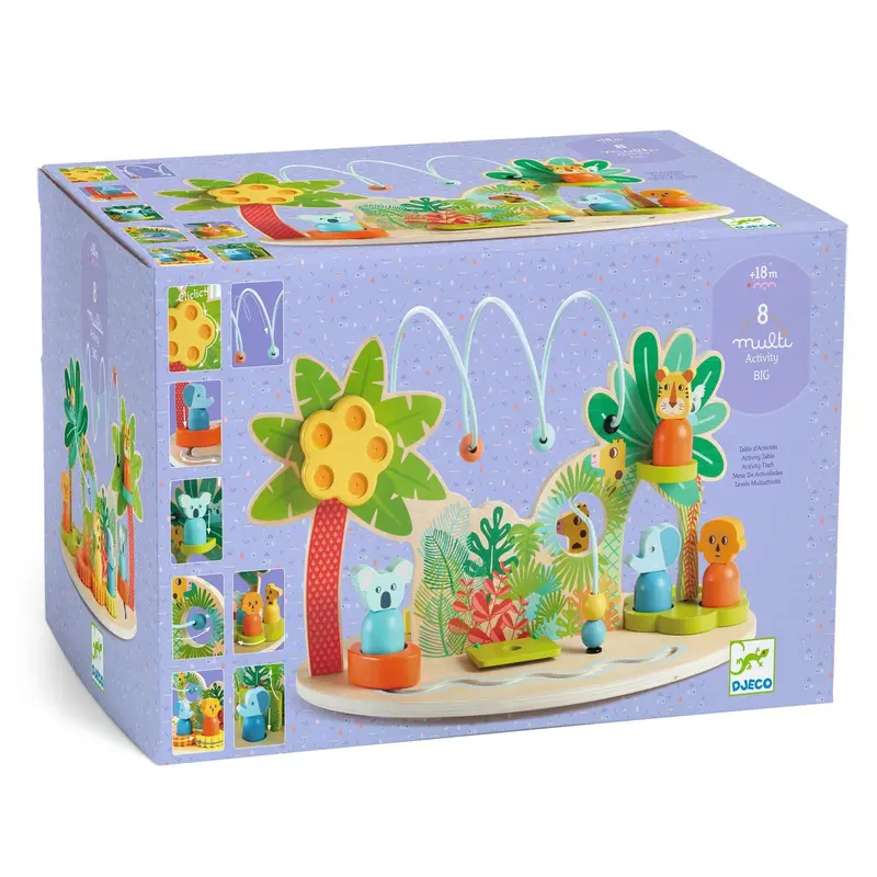 Djeco Multi Big Activity Table – Versatile Wooden Learning Center With Multiple Play Stations 1