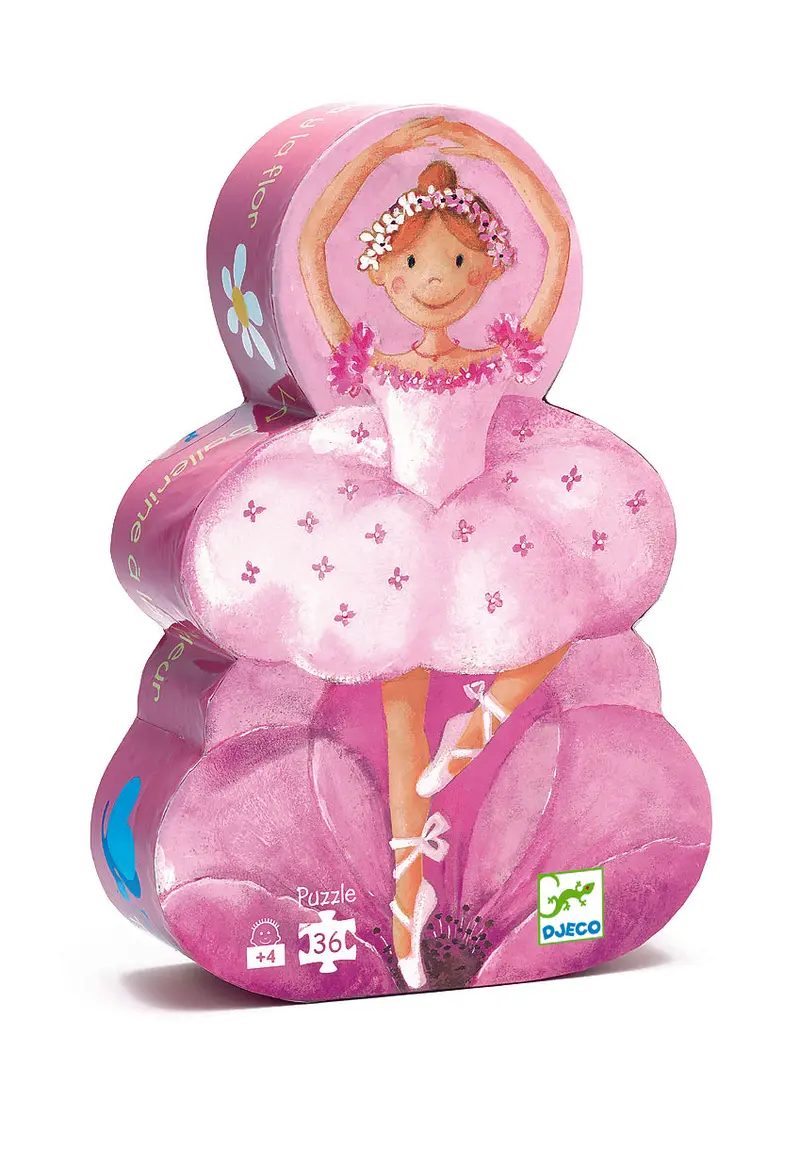 Djeco Silhouette Puzzle: The Ballerina With The Flower – Artistic Layered Jigsaw 1