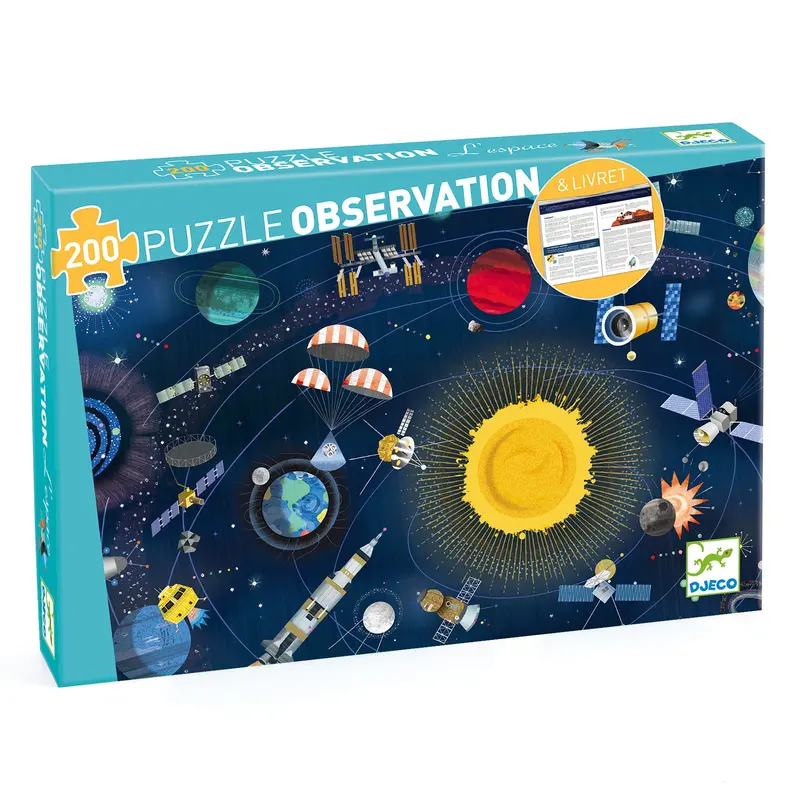 Djeco Space-Themed Observation Puzzle With Activity Booklet 1