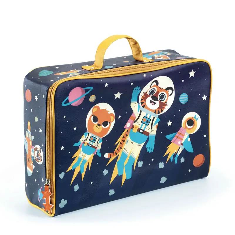 Djeco Space-Themed Travel Suitcase – Lightweight Kids Luggage 1