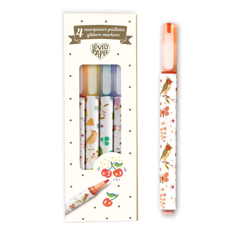 Djeco Tinou Glitter Markers – 4-Pack Sparkling Art Supplies For Creative Kids 1