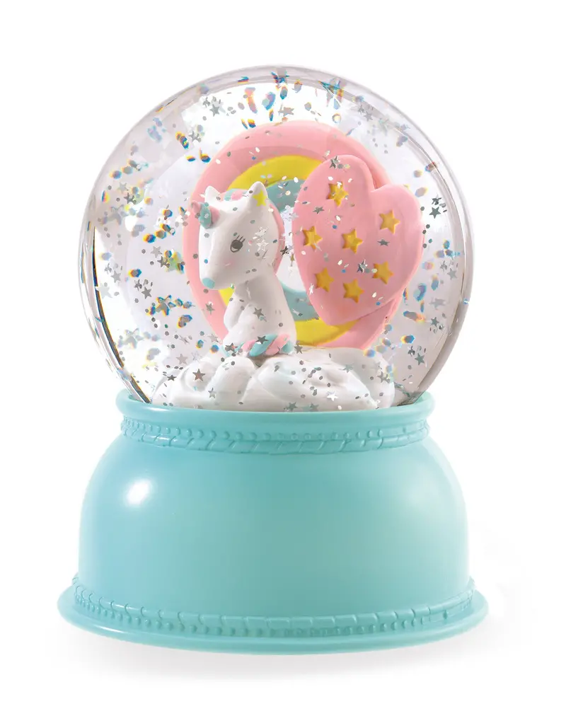 Djeco Unicorn Snow Globe Night Light – Soft Glow Bedtime Decor 1
