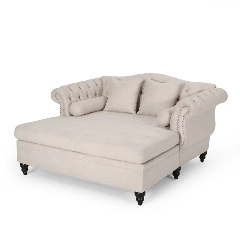 Double-Chaise Lounge With Tufted Upholstery And Decorative Pillows - Nh417413 1