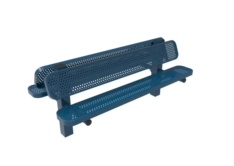 Double-Pedestal Bench Featuring Heavy-Duty Perforated Steel Top 1
