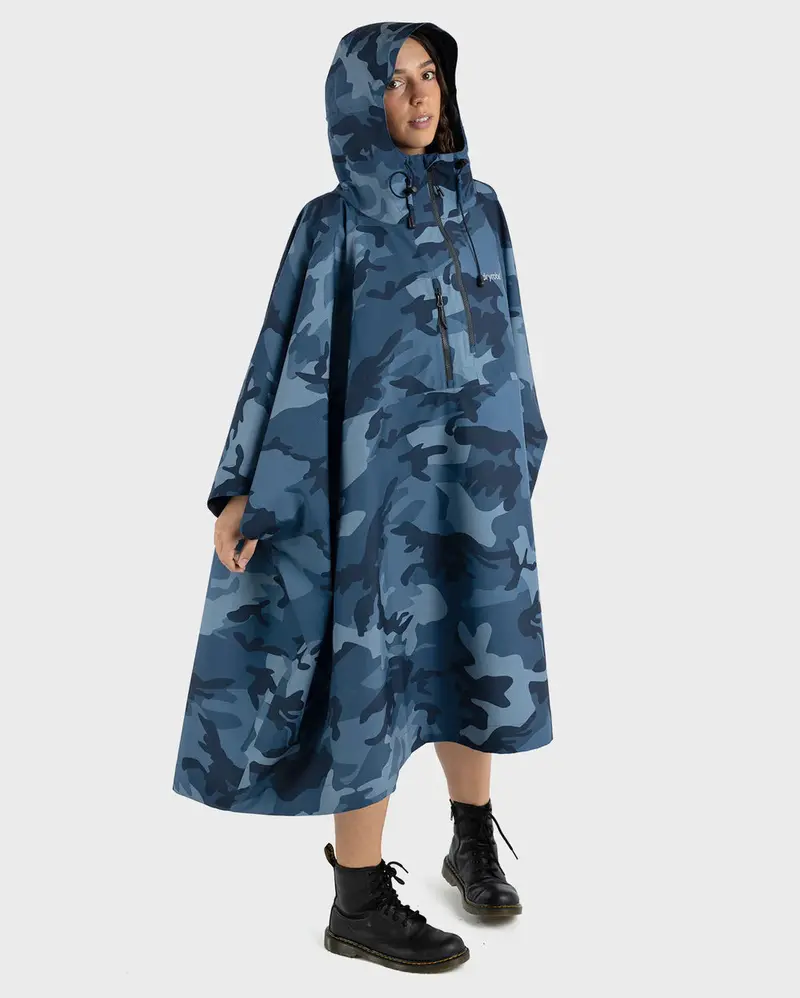 Dryrobe Rainproof Poncho – One Size Blue Camo Lightweight Outdoor Cape 1