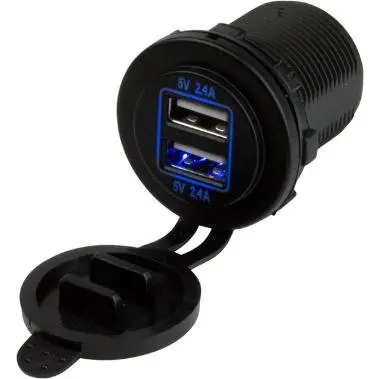 Dual Usb Round Power Socket – 12V Vehicle Charging Port 1