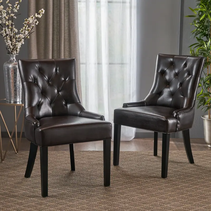 Elegant Tufted Leather Dining Chairs – Refined Comfort, 2-Pack (Nh954832) 1