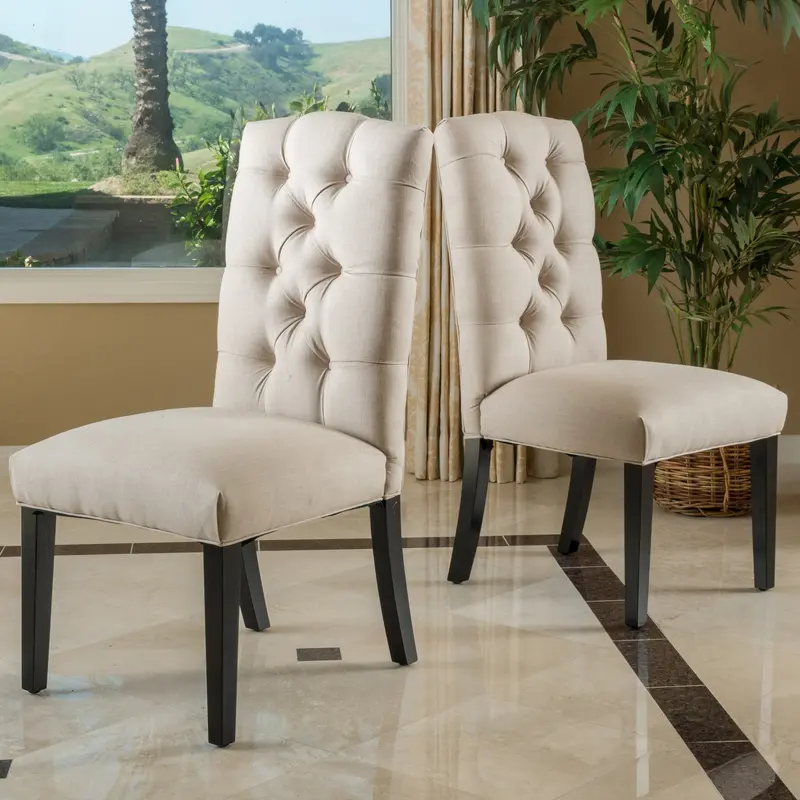 Elegant Tufted Natural Fabric Dining Chairs – 2-Pack (Model Nh306832) 1