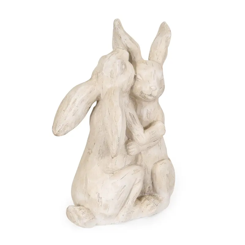 Elegant White Outdoor Rabbit Couple Garden Statue 1