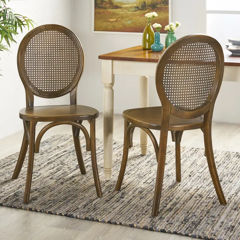 Elm And Rattan Hybrid Dining Chairs – Organic Texture Blend, 2-Set (Nh713013) 1
