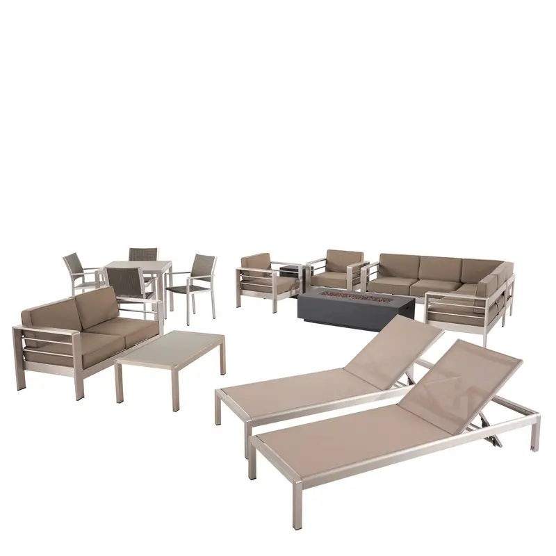 Estate Collection Outdoor Set With Fire Pit & Glass-Top Table – Nh020703 1