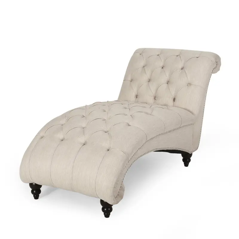 Fabric Chaise Lounge – Contemporary Tufted Upholstered Lounger 1