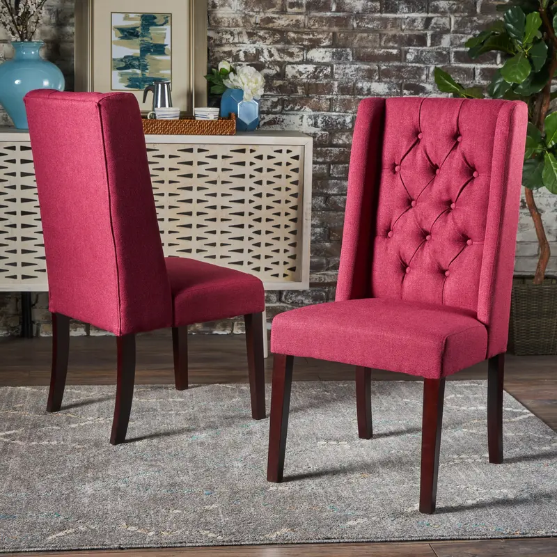 Fabric Wingback Dining Chairs With Deep Tufting – Set Of Two - Nh590203 1
